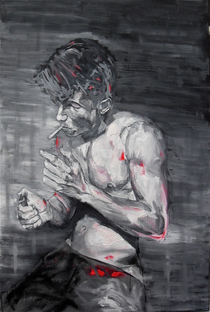 Portrait d'un fumeur (a smoker's portrait), par Stanmac. 2015. Huile sur toile / Oil on canvas. 120 cm x 80 cm