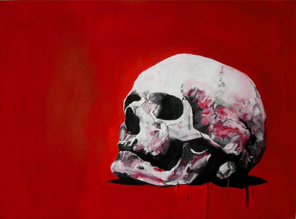 Grand-père. Crâne rouge. Acrylique sur toile/acrylic on canvas. 60 x 80 cm, par Stanmac 2016